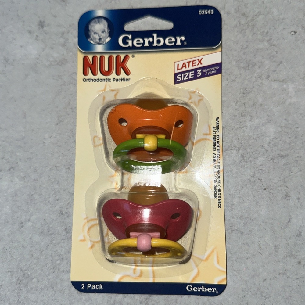 Gerber NUK Orthodontic Pacifiers Size 3 Toddler 18M+ 2 Pack Rubber Latex Pink